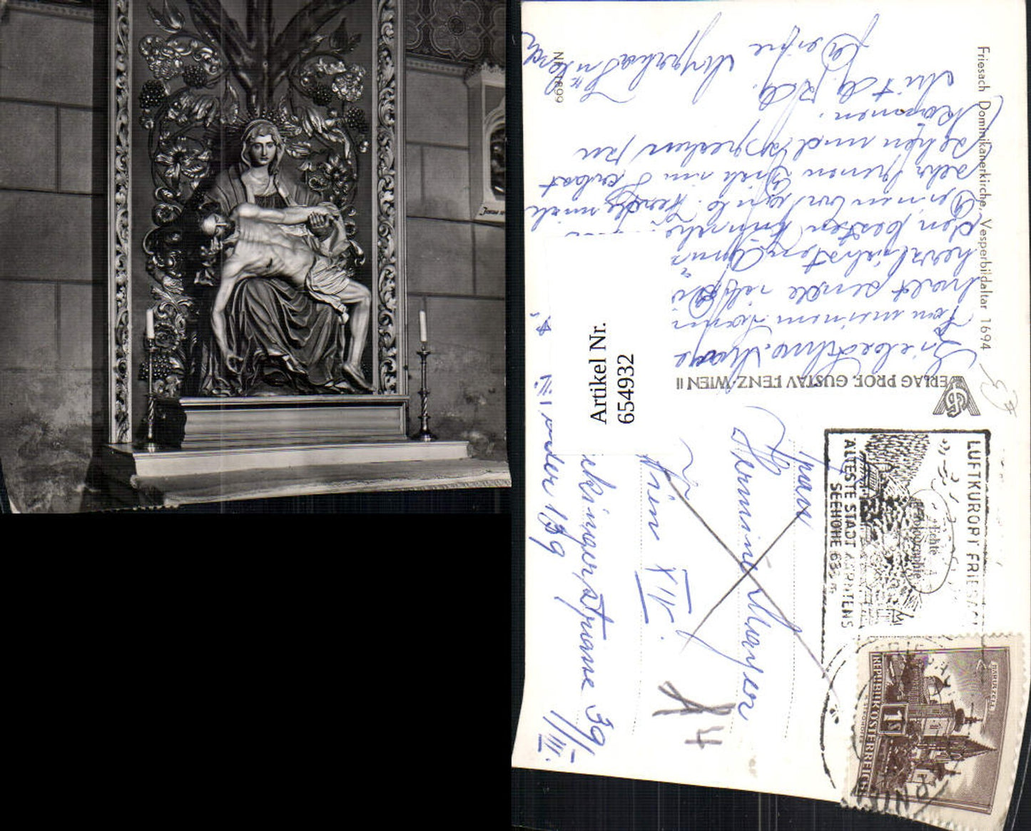 654932,Foto Ak Friesach Dominikanerkirche Kirche Vesperbildaltar