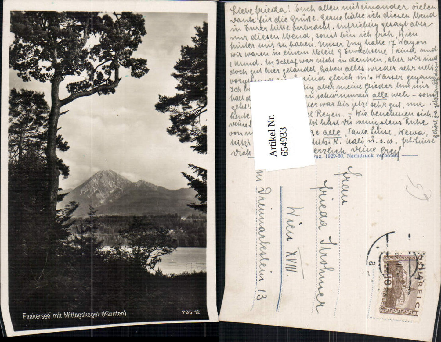654933,Foto Ak Faakersee m. Mittagskogel Finkenstein am Faaker See