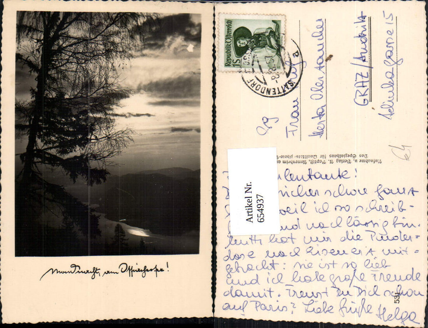 654937,Foto Ak Sattendorf Treffen am Ossiacher See Ausblick v. Berg Baum