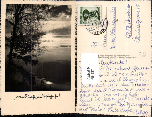 654937,Foto Ak Sattendorf Treffen am Ossiacher See Ausblick v. Berg Baum