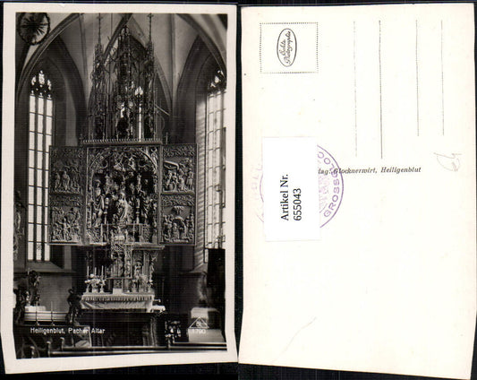 655043,Foto Ak Heiligenblut a. Großglockner Pacher Altar Kirche Innenansicht