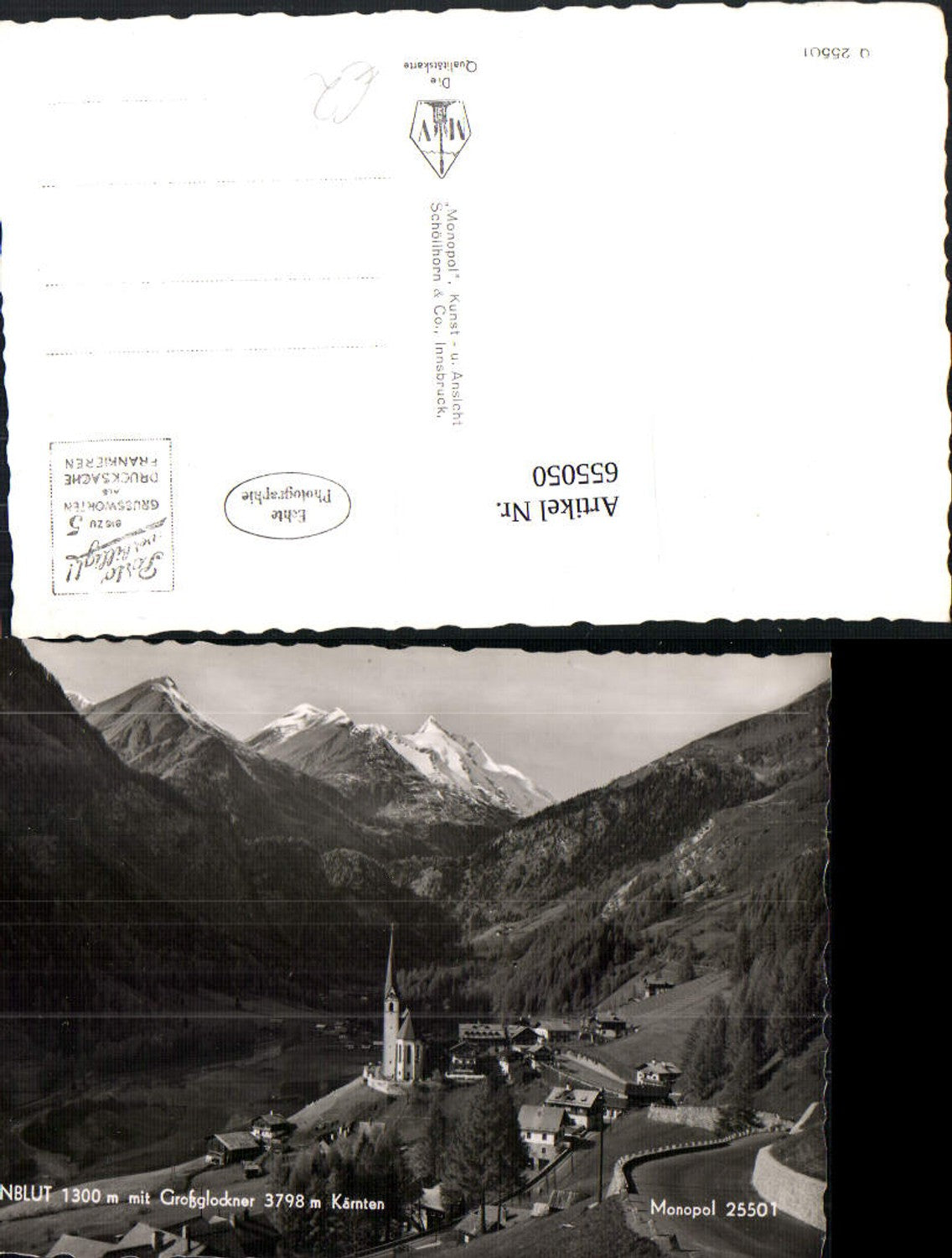 655050,Foto Ak Heiligenblut mit Großglockner Ansicht m. Kirche