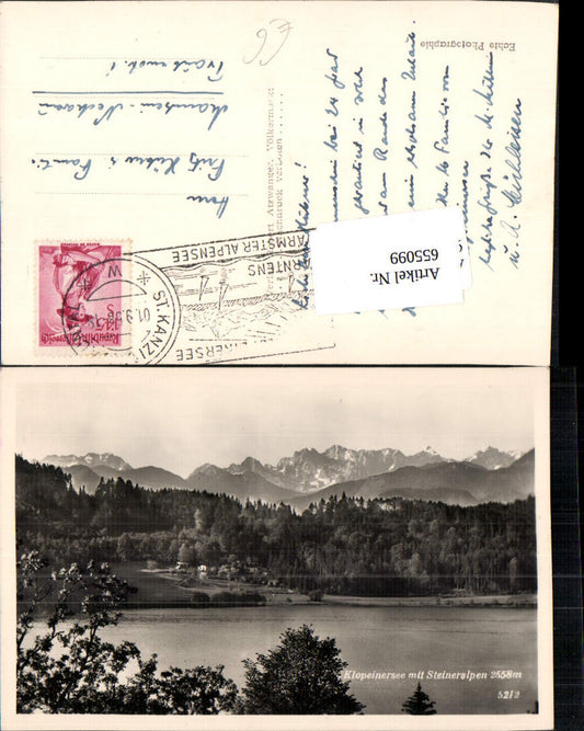 655099,Foto Ak Klopeinersee mit Steineralpen Sankt Kanzian am Klopeiner See
