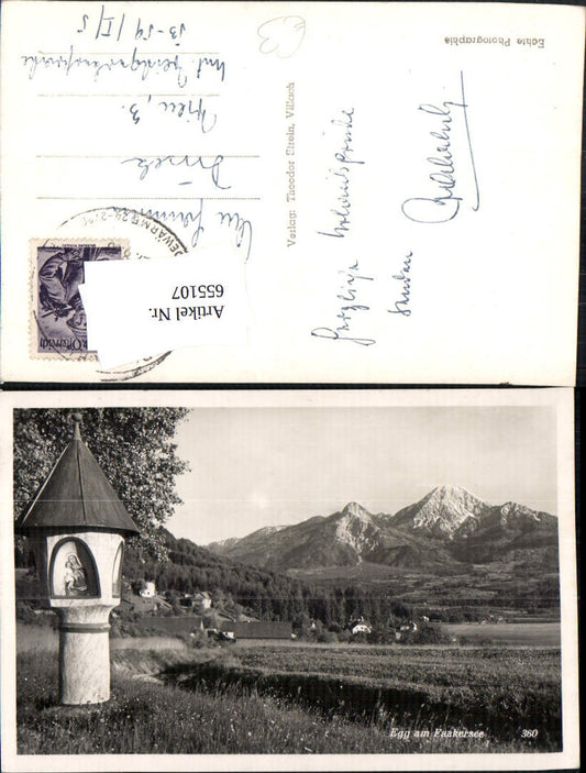 655107,Foto Ak Egg a. Faakersee Marterl Bildstock Drobollach am Faaker See Villach