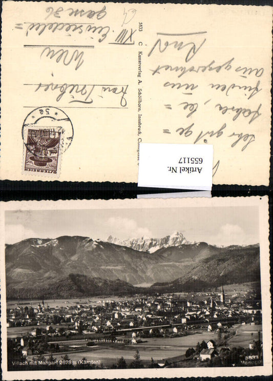 655117,Foto Ak Villach mit Mangart