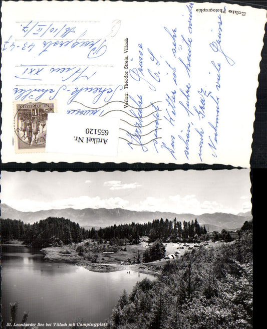 655120,Foto Ak Villach St Leonharder See mit Campingplatz