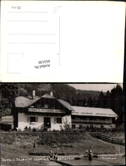 655130,Foto Ak Landfraß Gmünd Gasthaus Jagawirt Kinder Schwimmbad