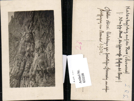 655228,Foto-AK Rax Hirschwang Reichenau Katzenkopfsteig Loswand Kletterer Bergsteiger