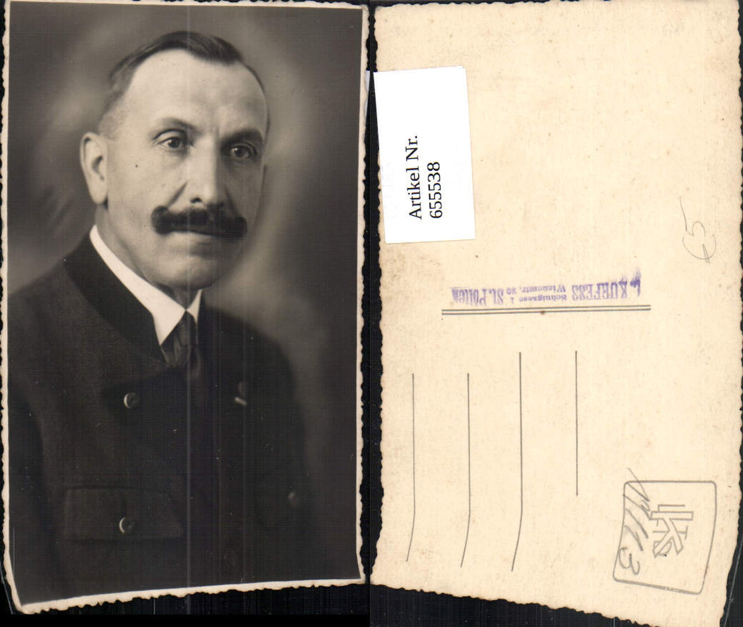 655538,Foto Ak Mann in Anzug Bart Schnauzer Portrait