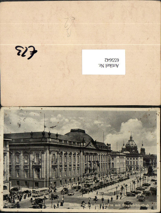 655642,Berlin Unter den Linden mit Staatsbibliothek Bibliothek Doppeldeckerbus Bus