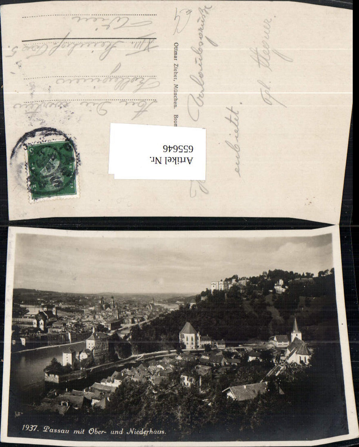 655646,Foto Ak Passau mit Ober- u. Niederhaus