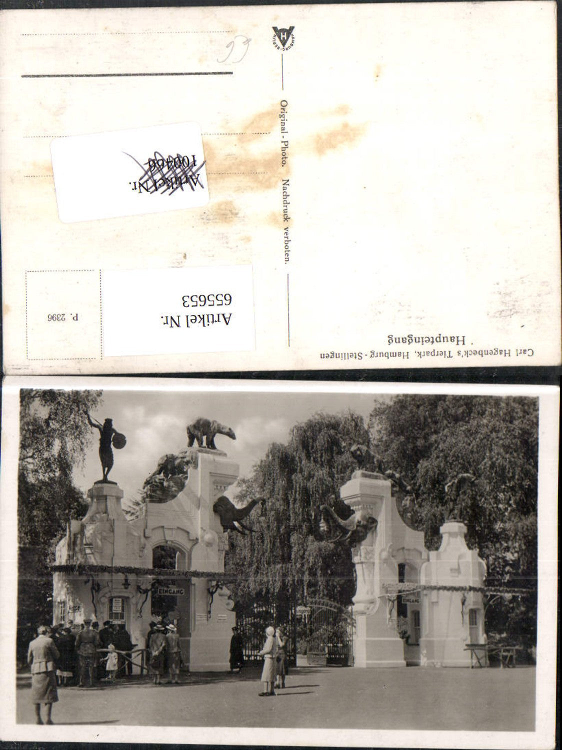 655653,Foto Ak Hamburg Stellingen Carl Hagenbecks Tierpark Haupteingang Zoo