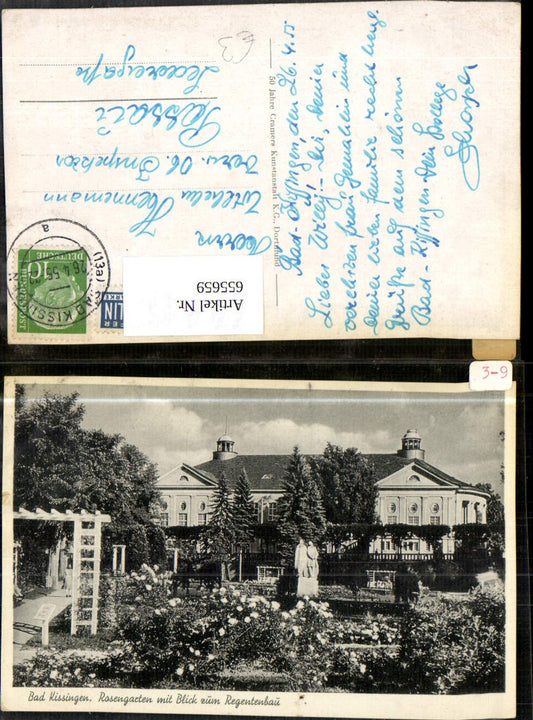 655659,Bad Kissingen Rosengarten mit Blick zum Regentenbau Statue