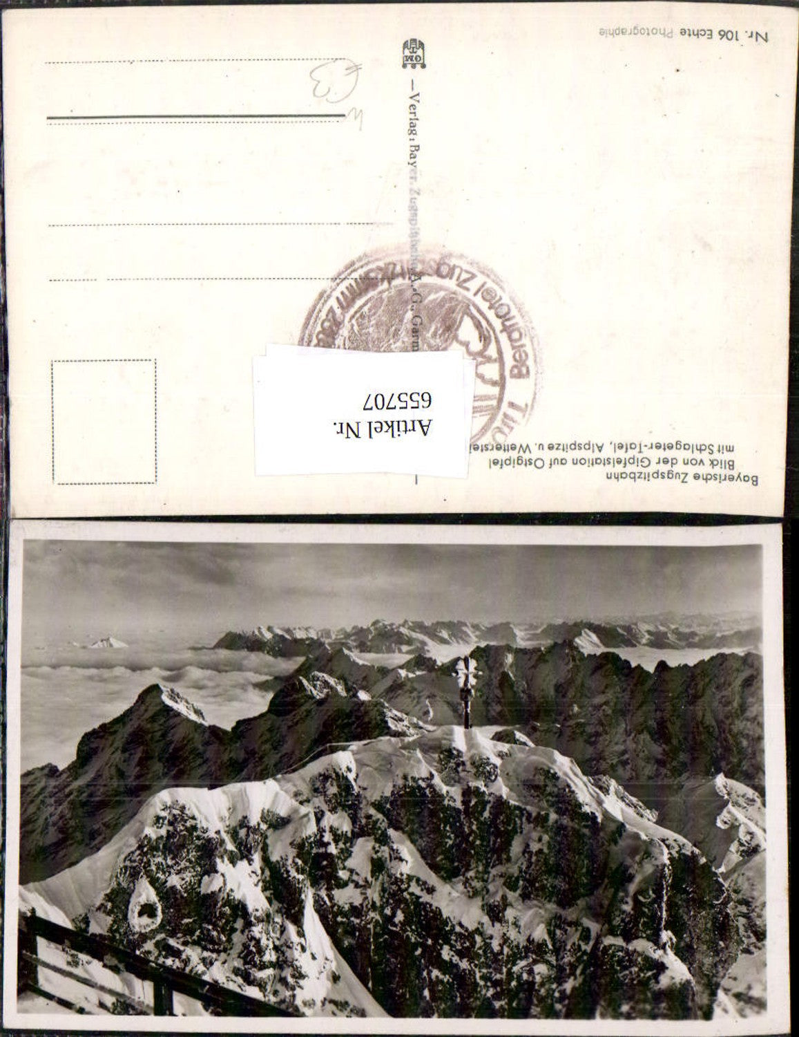655707,Garmisch-Partenkirchen Bayerische Zugspitzbahn Blick v. Gipfelstation