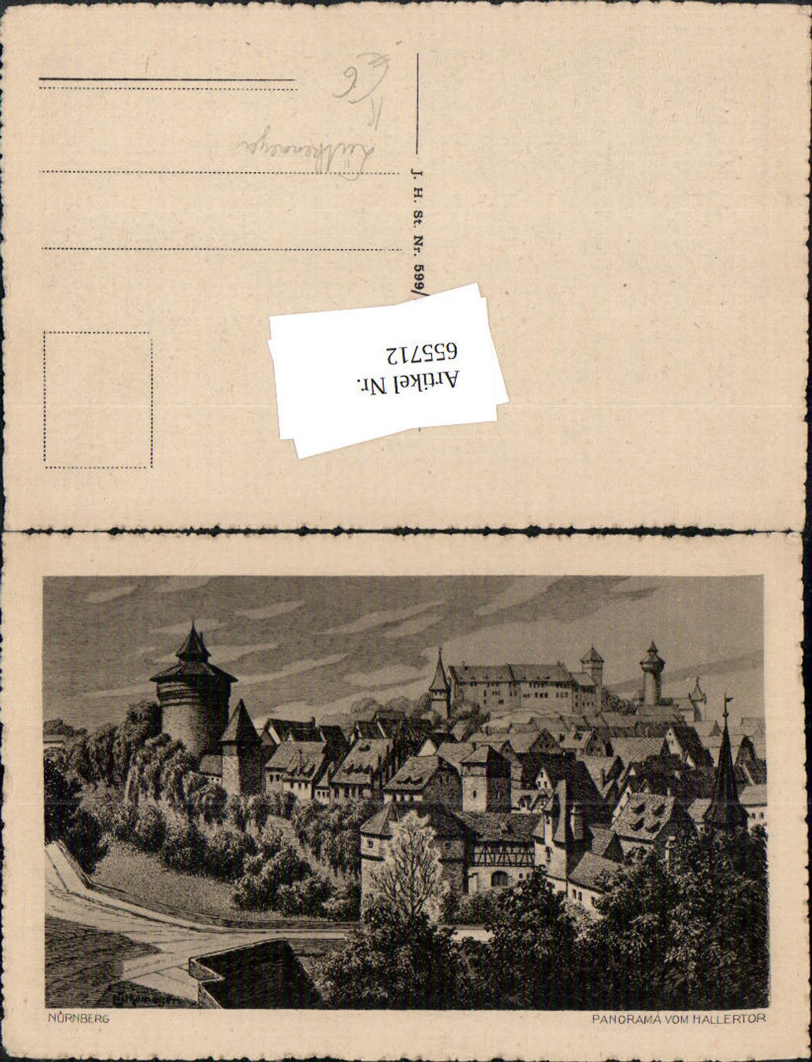 655712,Künstler Ak Lütkenmeyer Nürnberg Panorama v. Hallertor