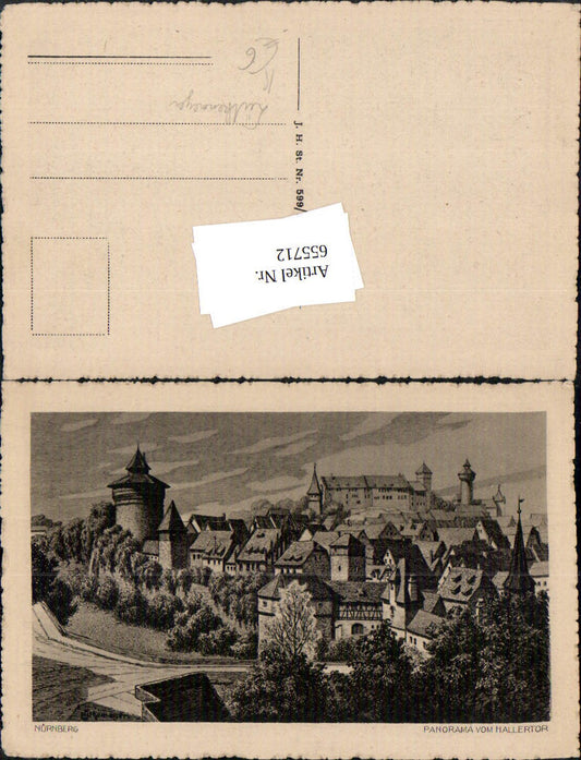 655712,Künstler Ak Lütkenmeyer Nürnberg Panorama v. Hallertor