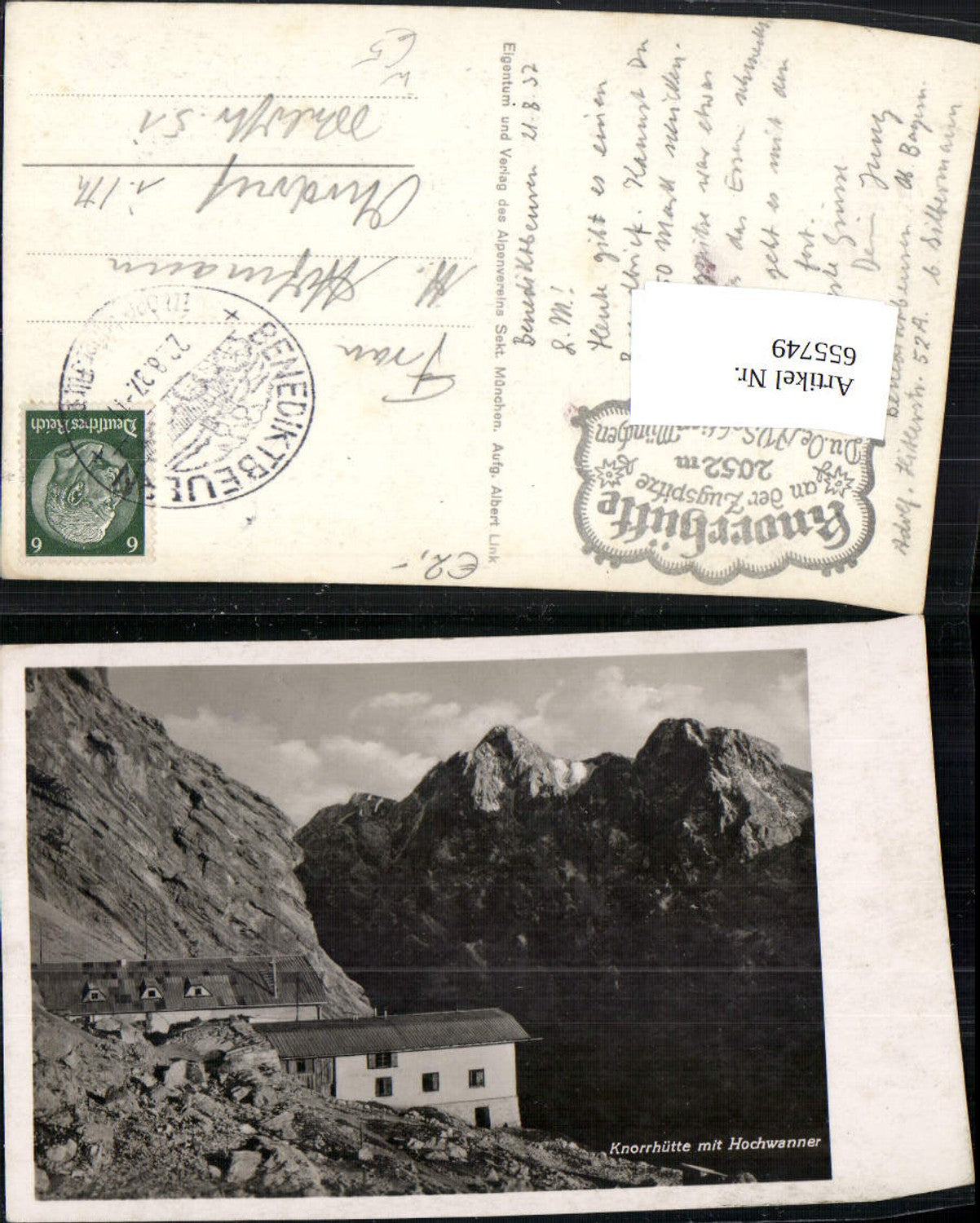 655749,Foto Ak Knorrhütte mit Hochwanner Garmisch-Partenkirchen