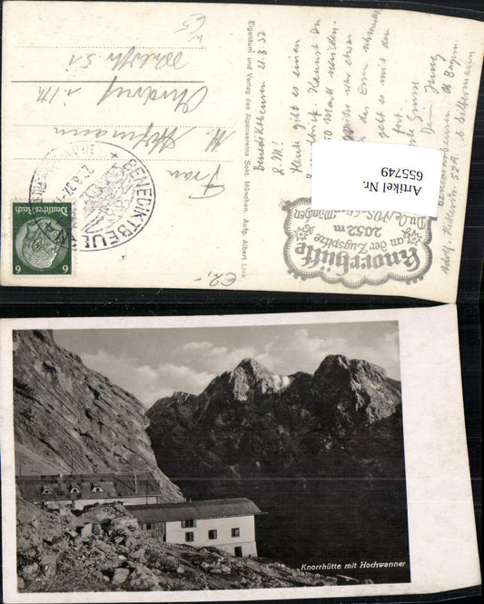 655749,Foto Ak Knorrhütte mit Hochwanner Garmisch-Partenkirchen