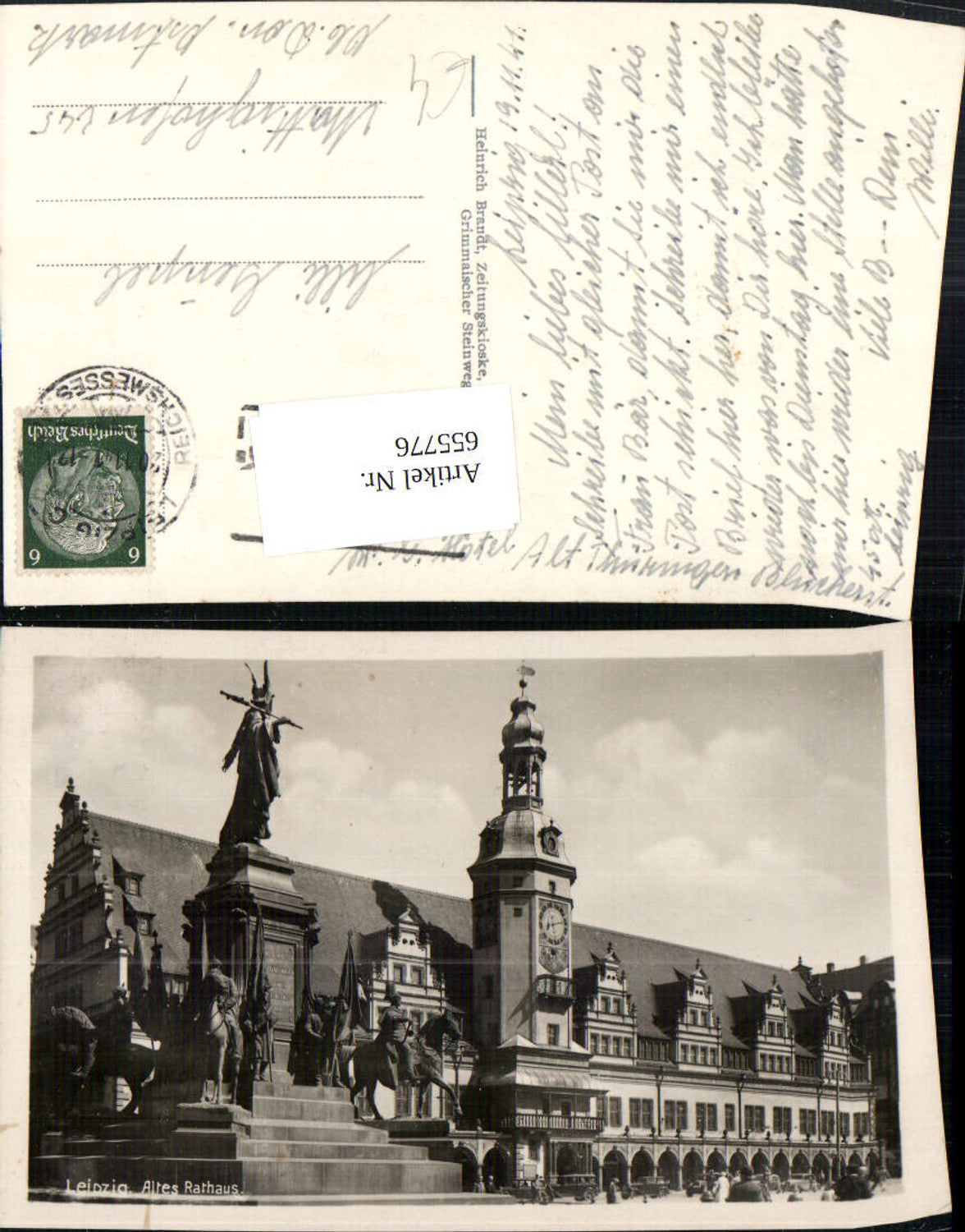 655776,Foto Ak Leipzig Altes Rathaus Statue