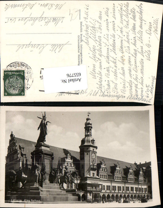 655776,Foto Ak Leipzig Altes Rathaus Statue