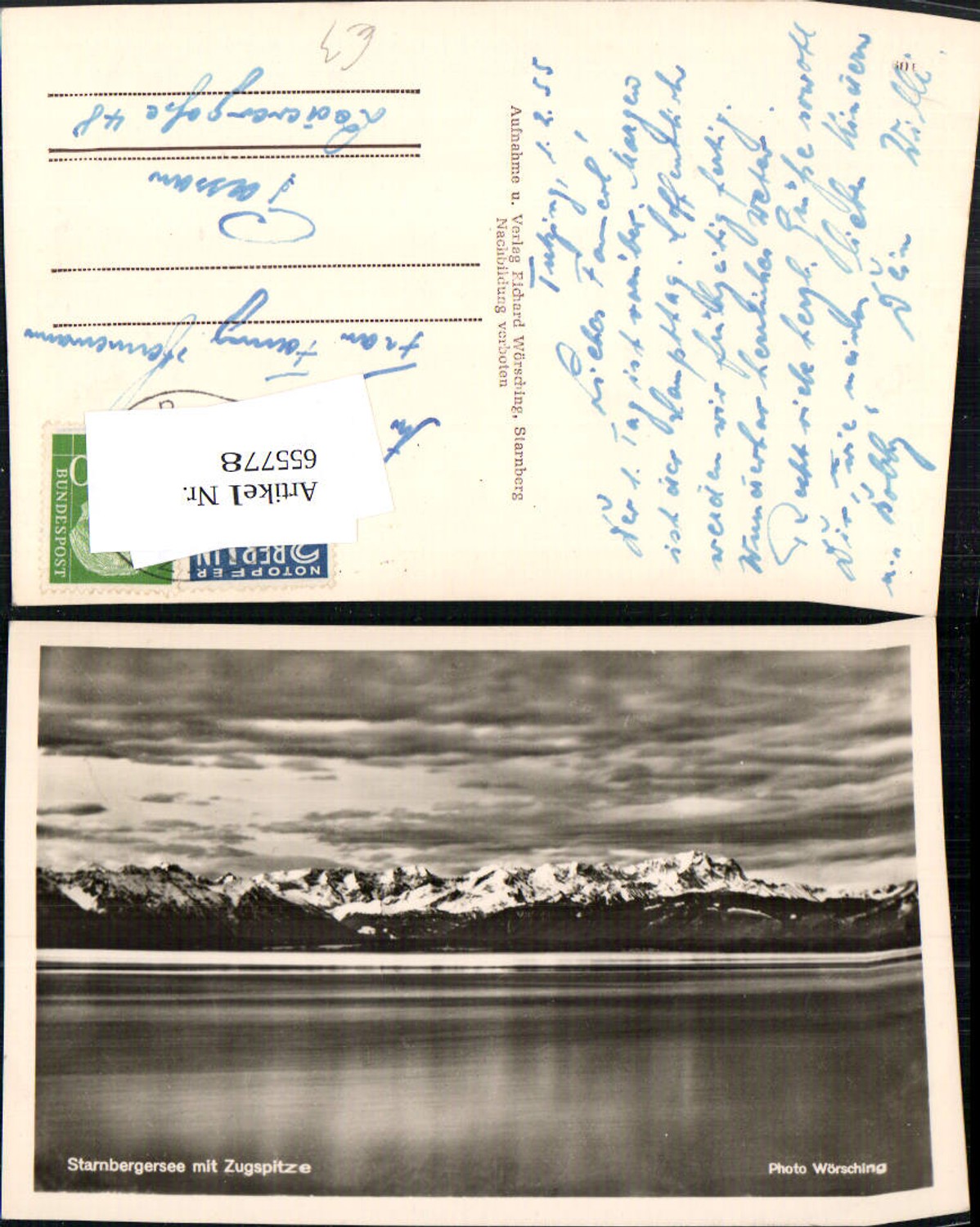 655778,Foto Ak Tutzing Starnbergersee mit Zugspitze