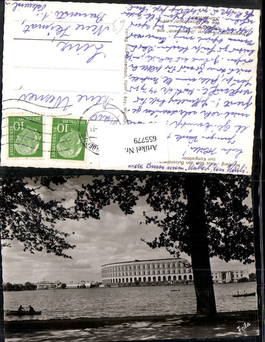 655779,Foto Ak Nürnberg Blick über den Dutzendteich zum Kongreßbau