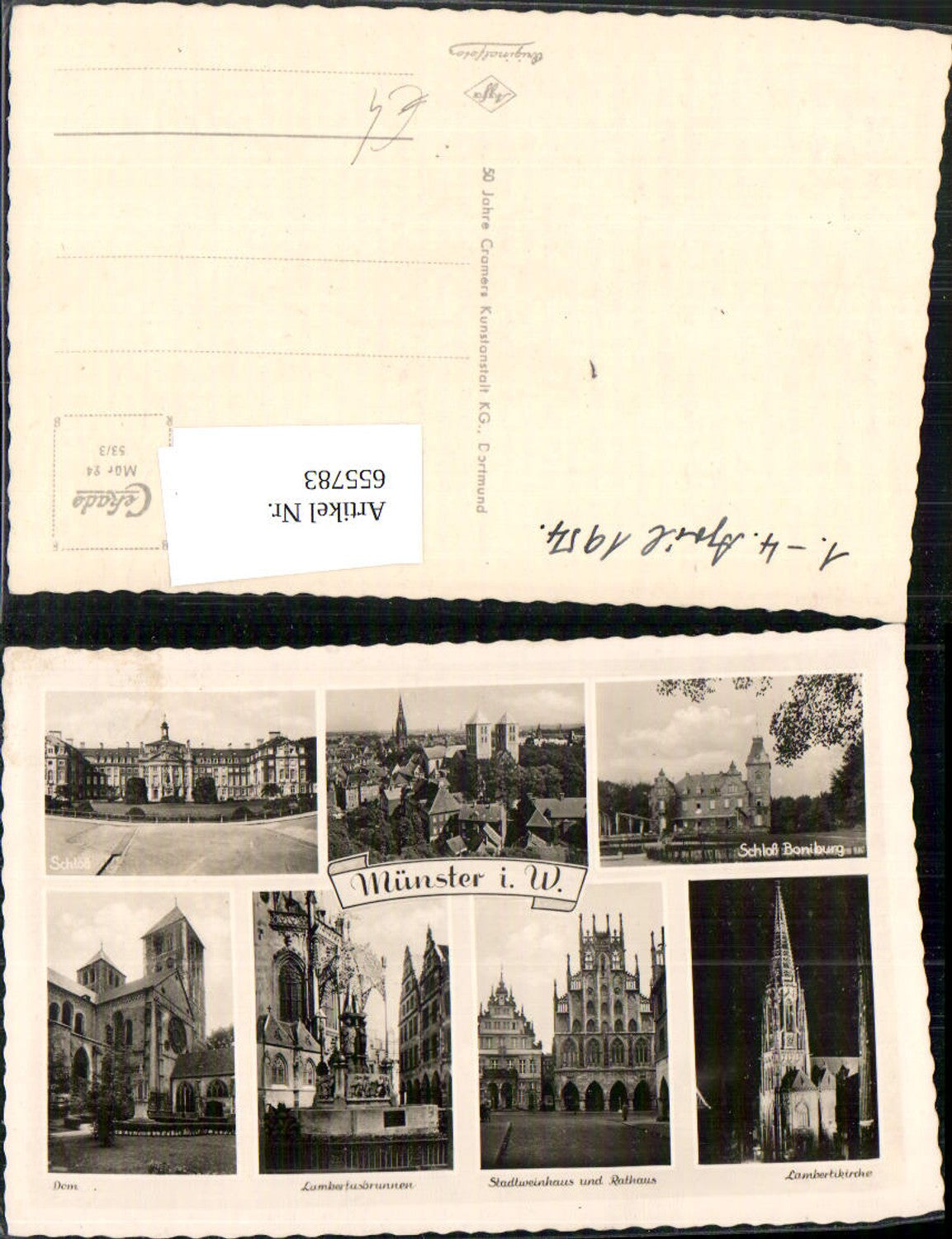 655783,Mehrbild Ak Münster i. Westfalen Dom Lambertusbrunnen Lambertikirche