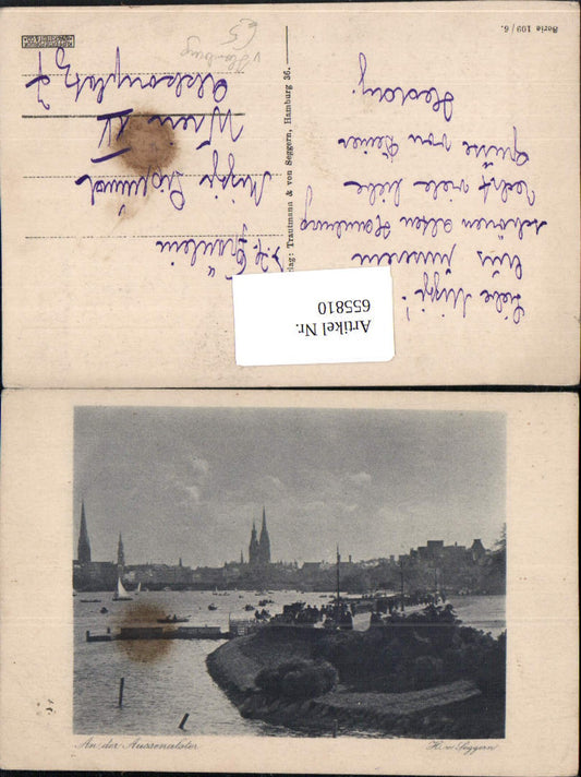 655810,Künstler Ak H. v. Seggern An der Aussenalster Hamburg