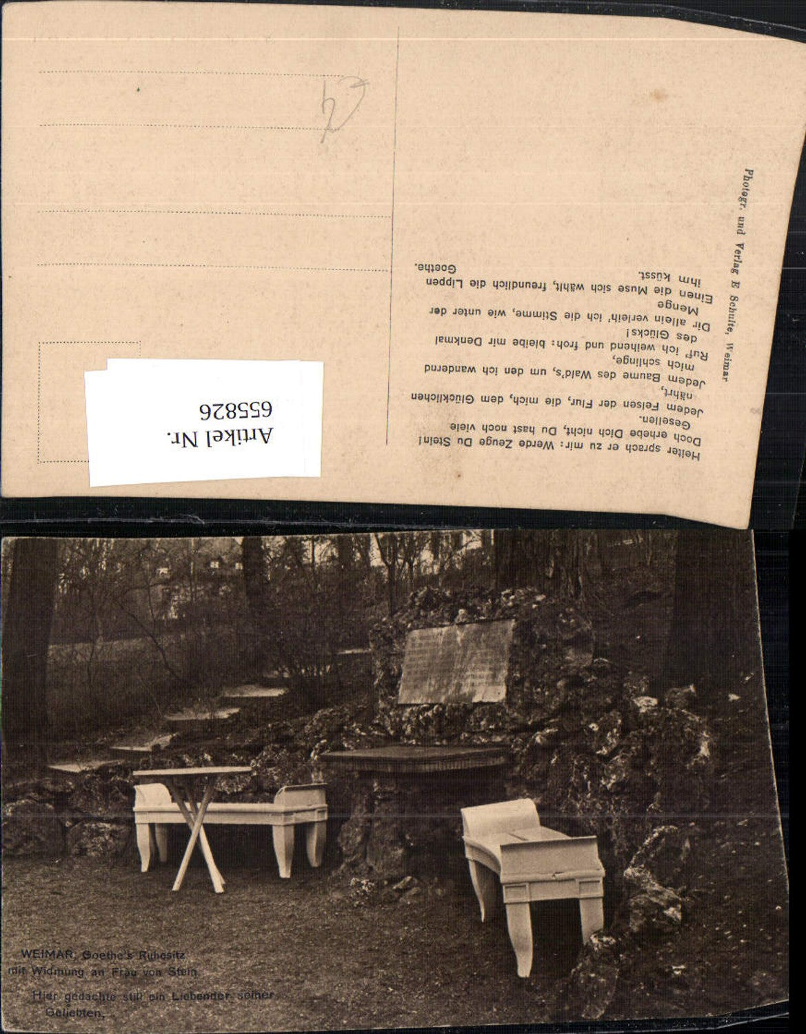 655826, Weimar Goethe's retirement home with dedication by Frau von Stein