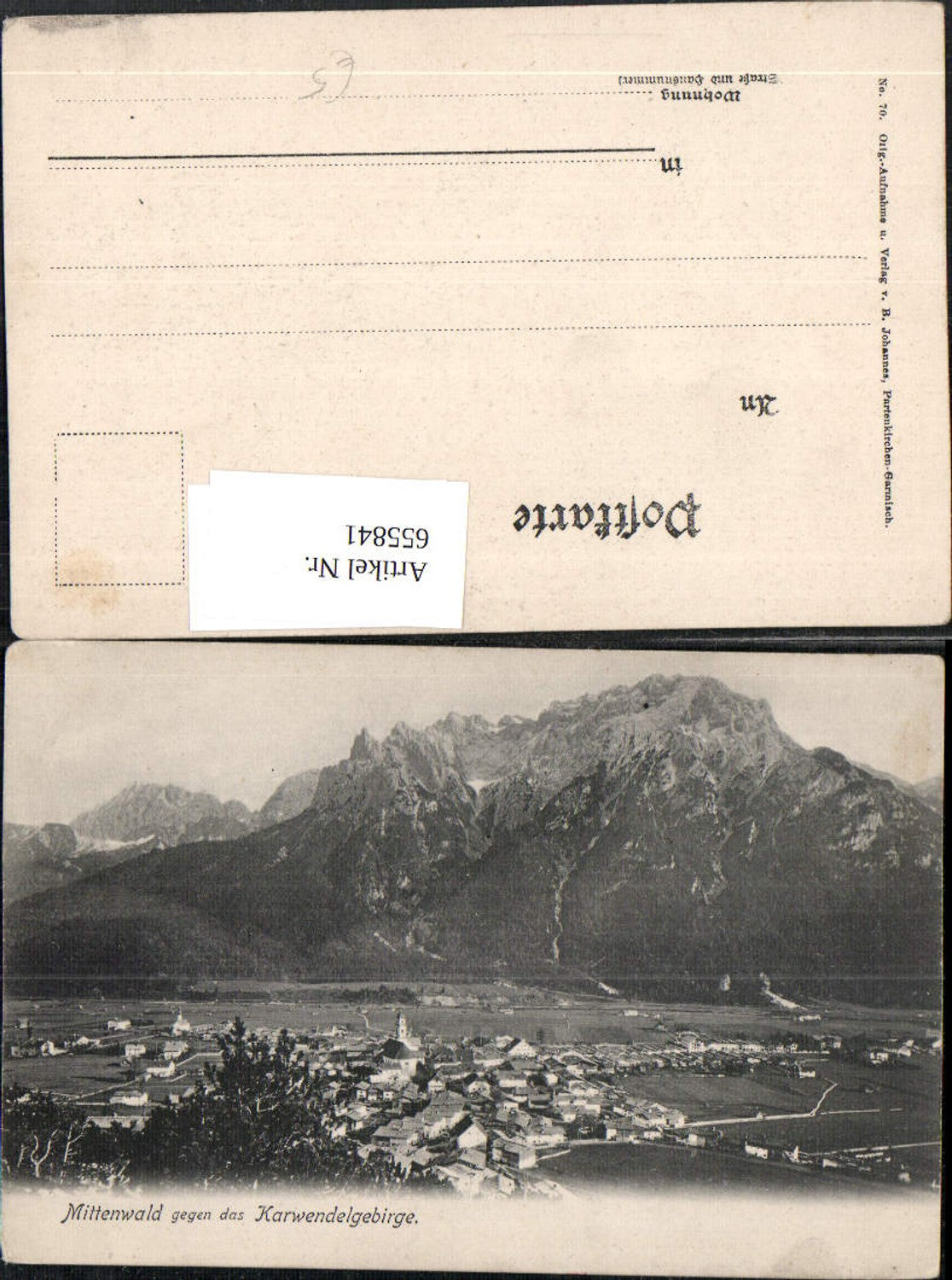 655841,Mittenwald geg. d. Karwendelgebirge