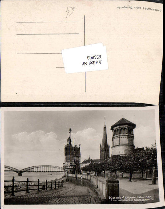 655868,Foto Ak Düsseldorf Düsselschlösschen Lambertuskirche Schlossturm