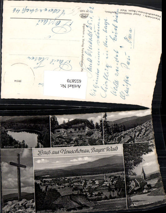 655870,Mehrbild Ak Neuschönau Bayer. Wald Lusen-Gipfelkreuz Rachelsee