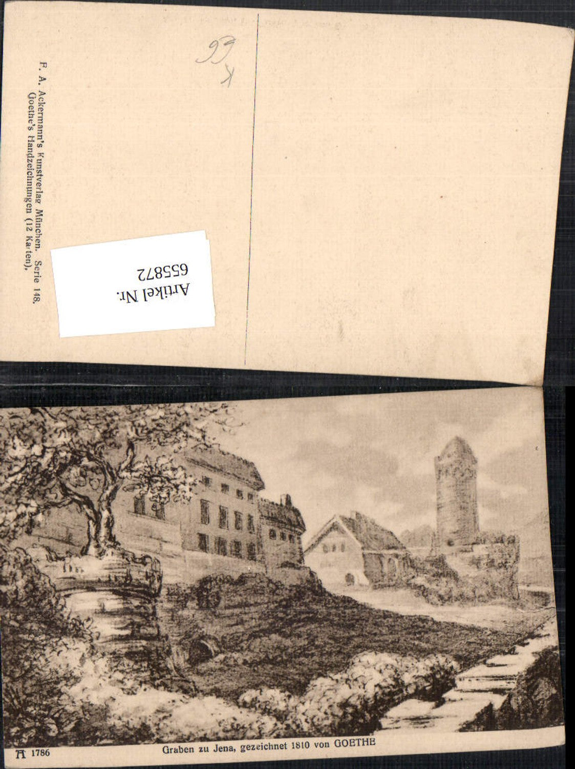 655872, Artist's portrait of Goethe, Graben in Jena around 1810, published by FA Ackermann 1786