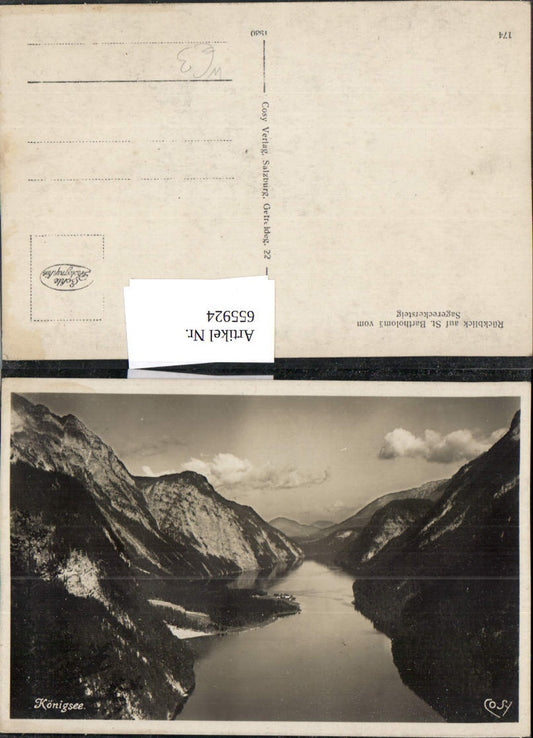 655924,Foto Ak Rückblick auf St Bartholomä v. Sagereckersteig Schönau am Königssee