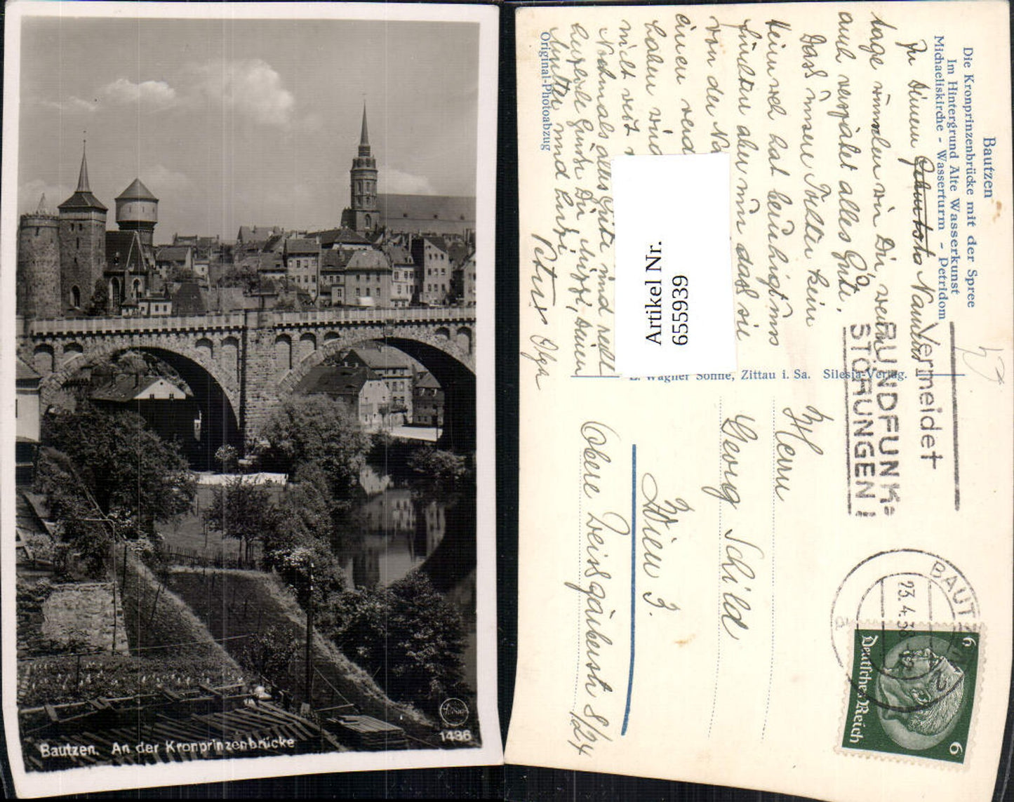 655939,Bautzen Kronprinzenbrücke mit der Spree Wasserturm