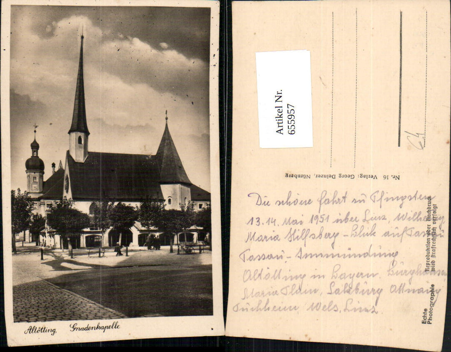 655957,Foto Ak Altötting Gnadenkapelle Kirche