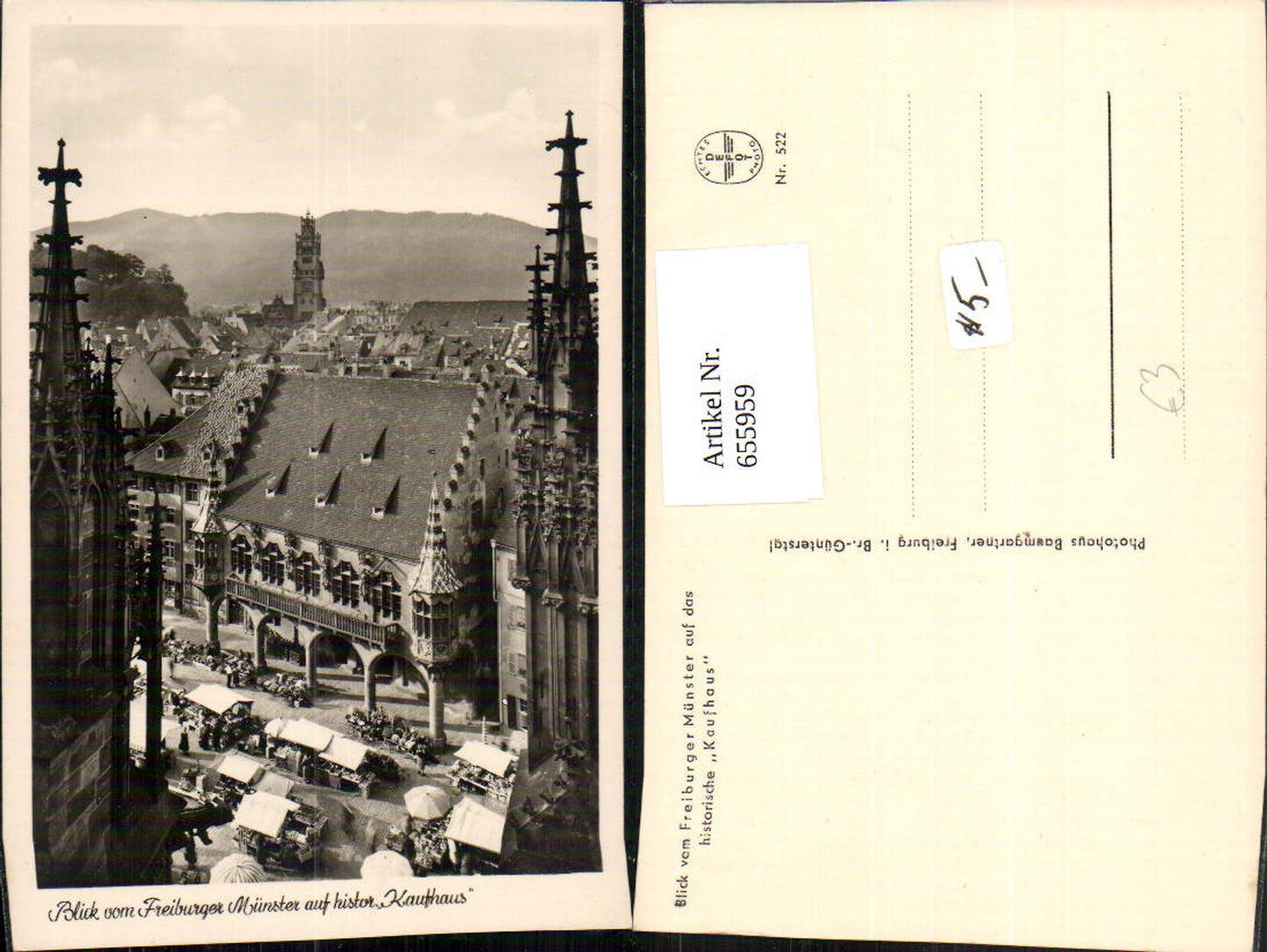 655959, Photo: Freiburg im Breisgau, view from the cathedral towards the historic department store