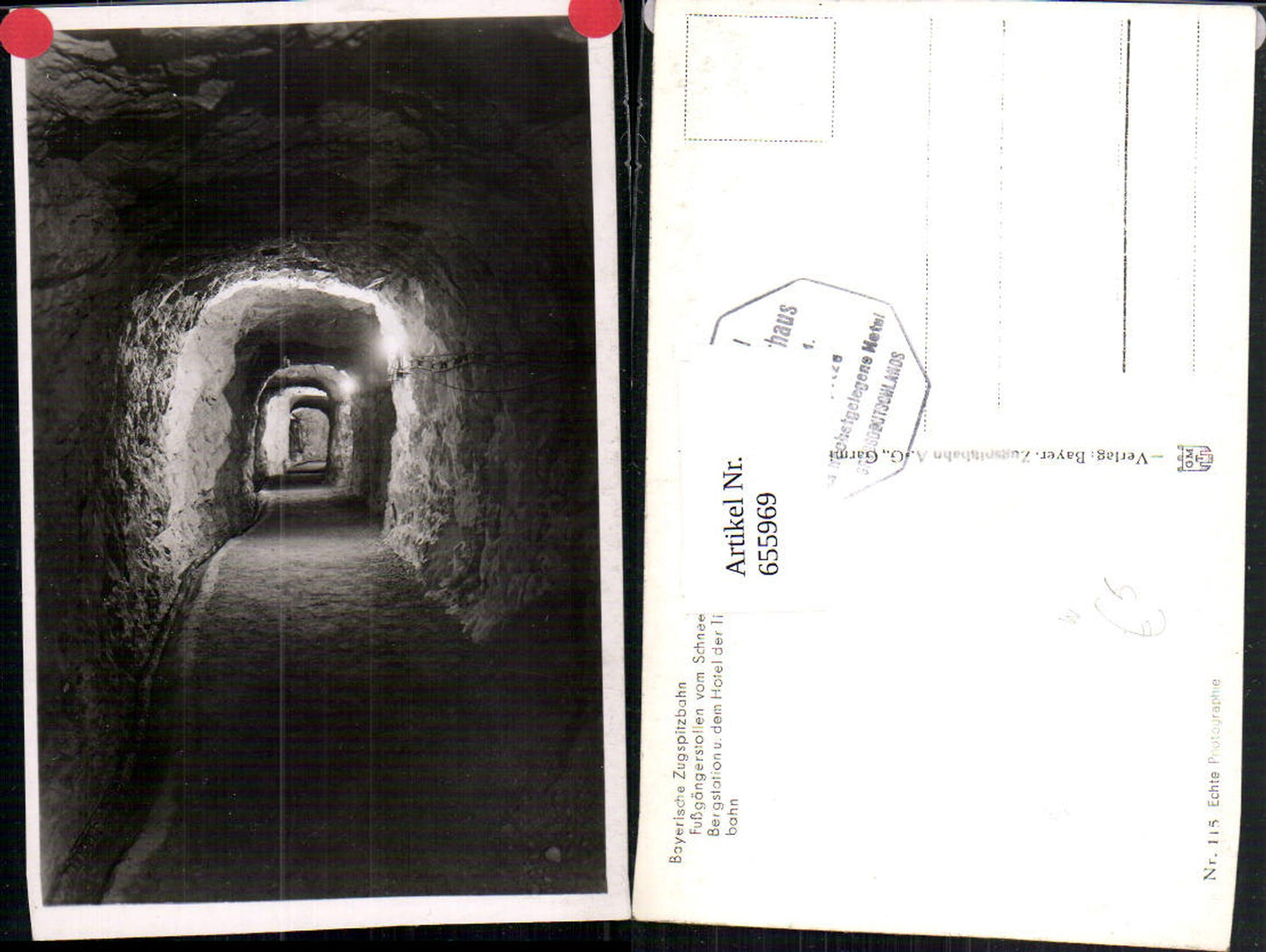 655969,Foto Ak Garmisch-Partenkirchen Zugspitzbahn Fußgängerstollen v. Schneefernerhaus