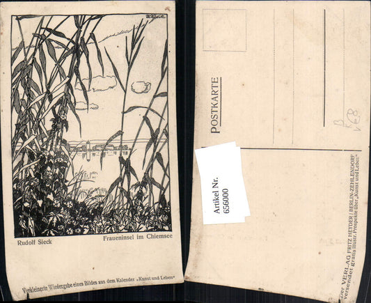 656000,Künstler Ak Rudolf Sieck Fraueninsel im Chiemsee pub Fritz Heyder