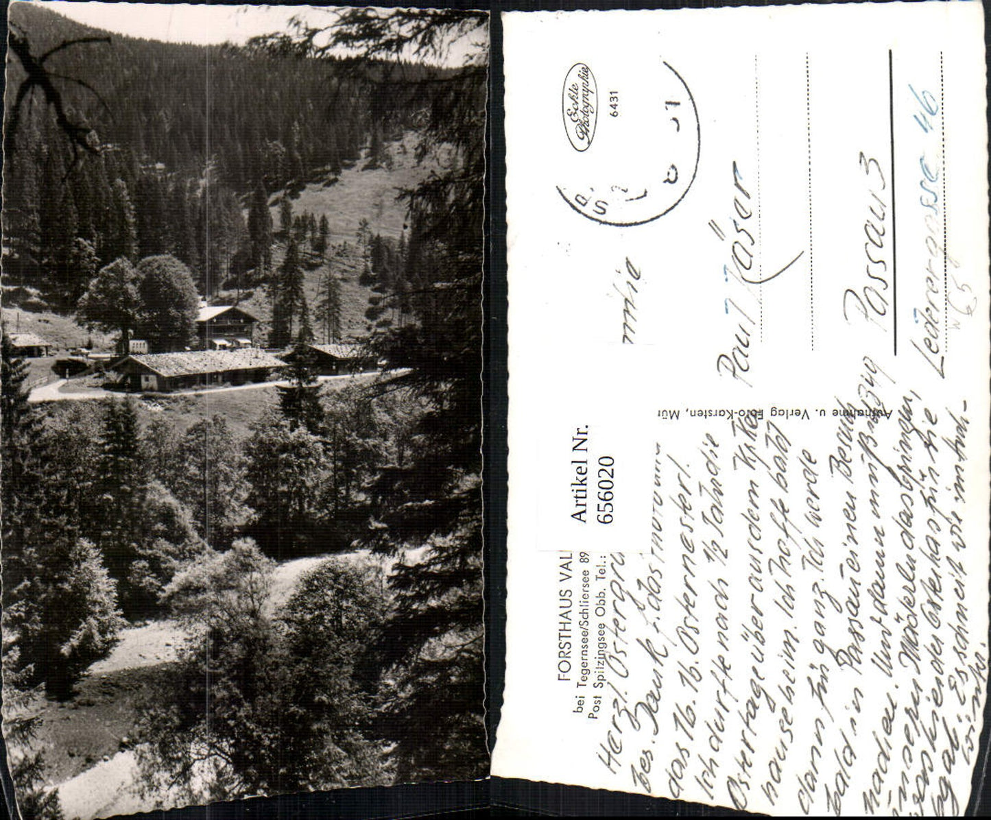 656020,Foto Ak Tegernsee Schliersee Forsthaus Valepp Spitzingsee