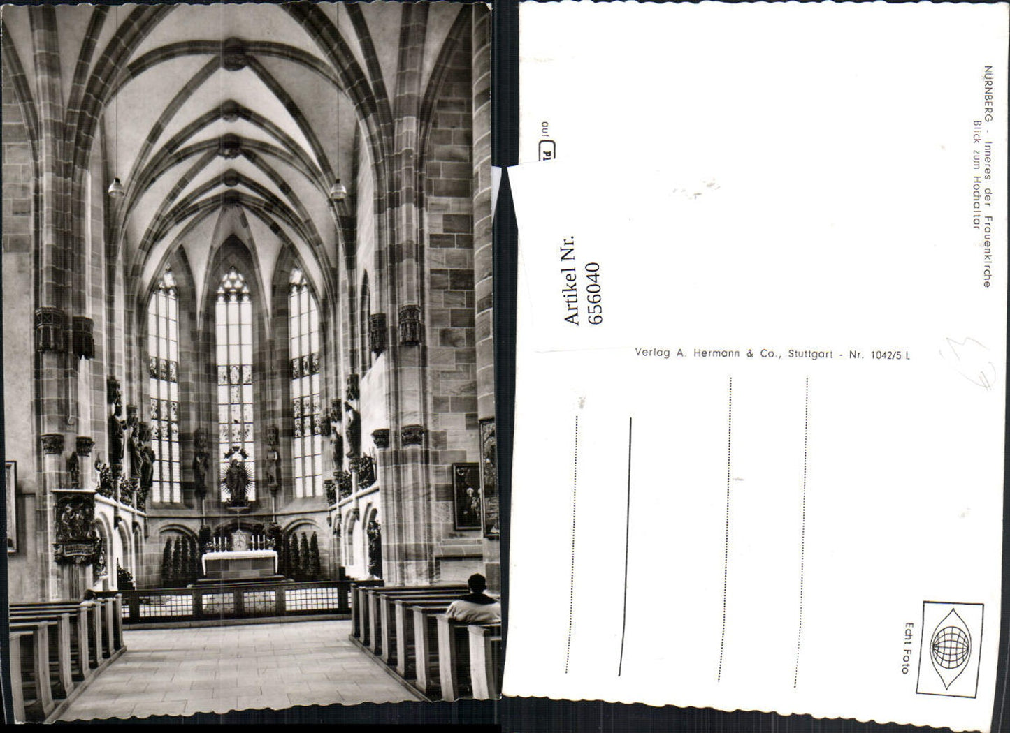 656040,Foto Ak Nürnberg Inneres d. Frauenkirche Blick zum Hochaltar