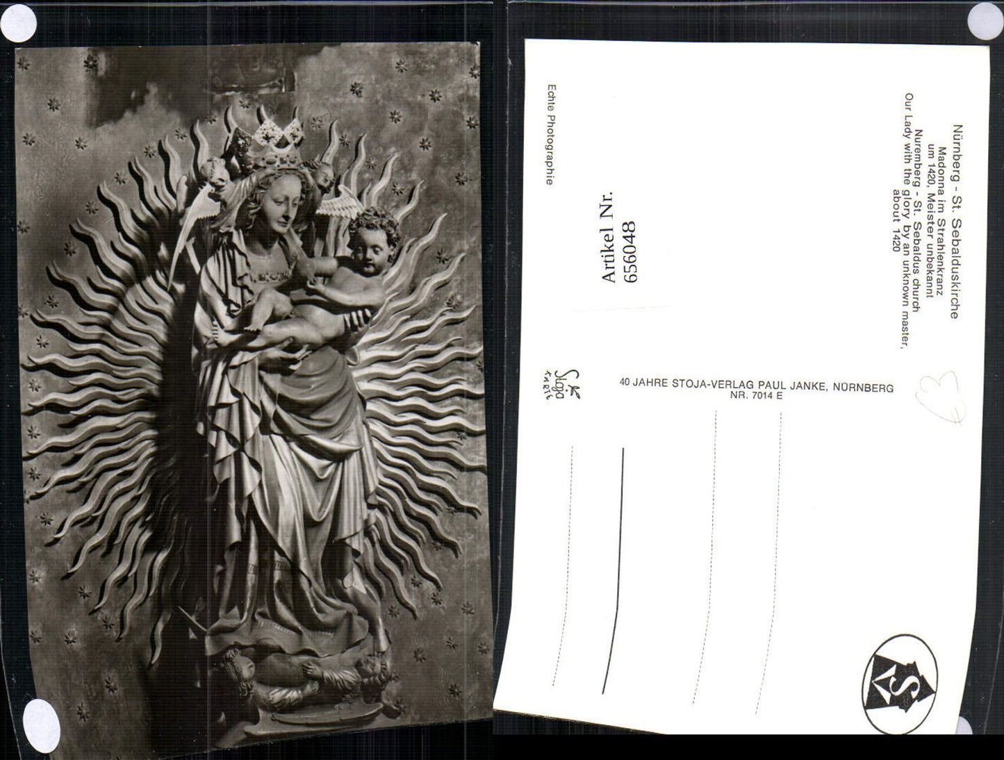 656048,Foto Ak Nürnberg St Sebalduskirche Madonna i. Strahlenkranz Detailansicht