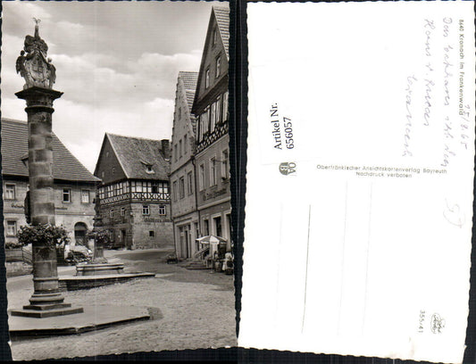 656057,Foto Ak Kronach im Frankenwald Platzansicht mit Säulen Denkmal