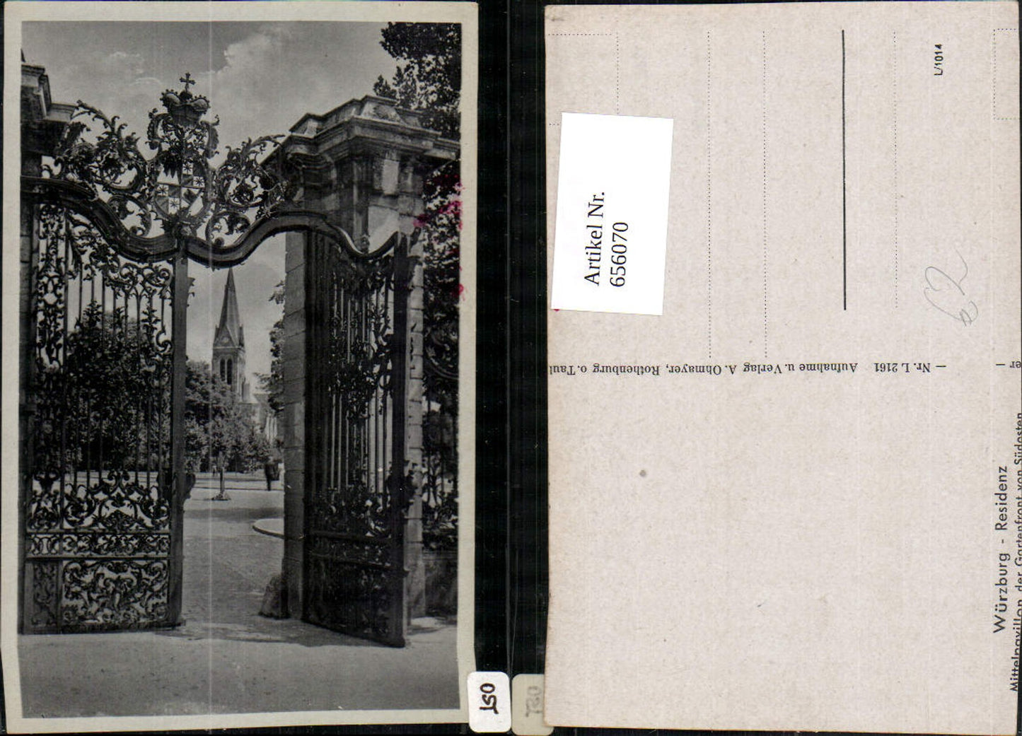 656070,Würzburg Residenz Mittelpavillon der Gartenfront v. Südosten Eisentor