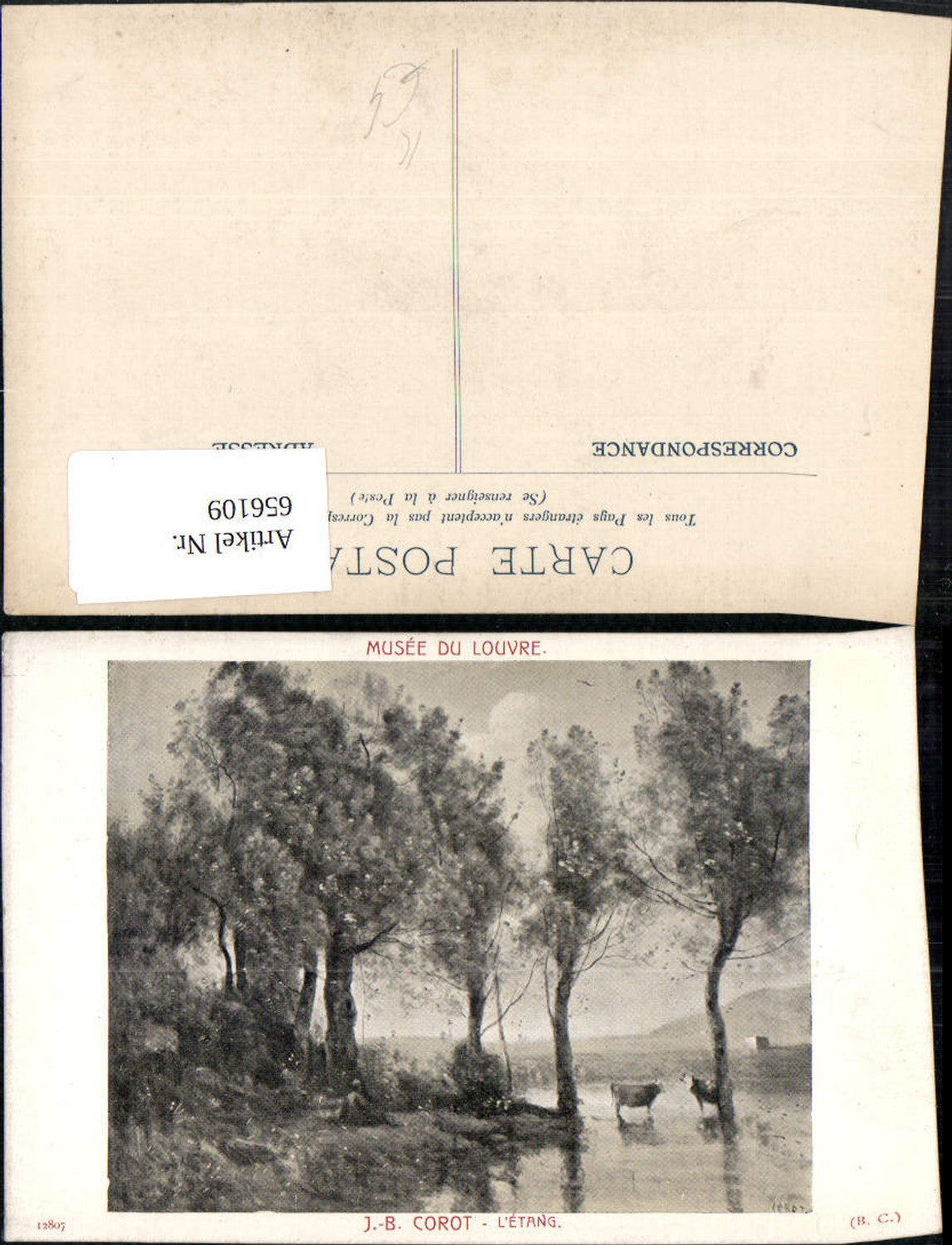 656109,Künstler Ak J. B. Corot L Etang Kühe Rinder Landschaft