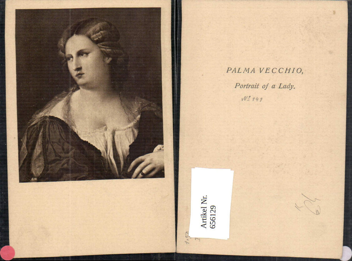 656129,Künstler Ak Palma Vecchio Portrait of a Lady Frau
