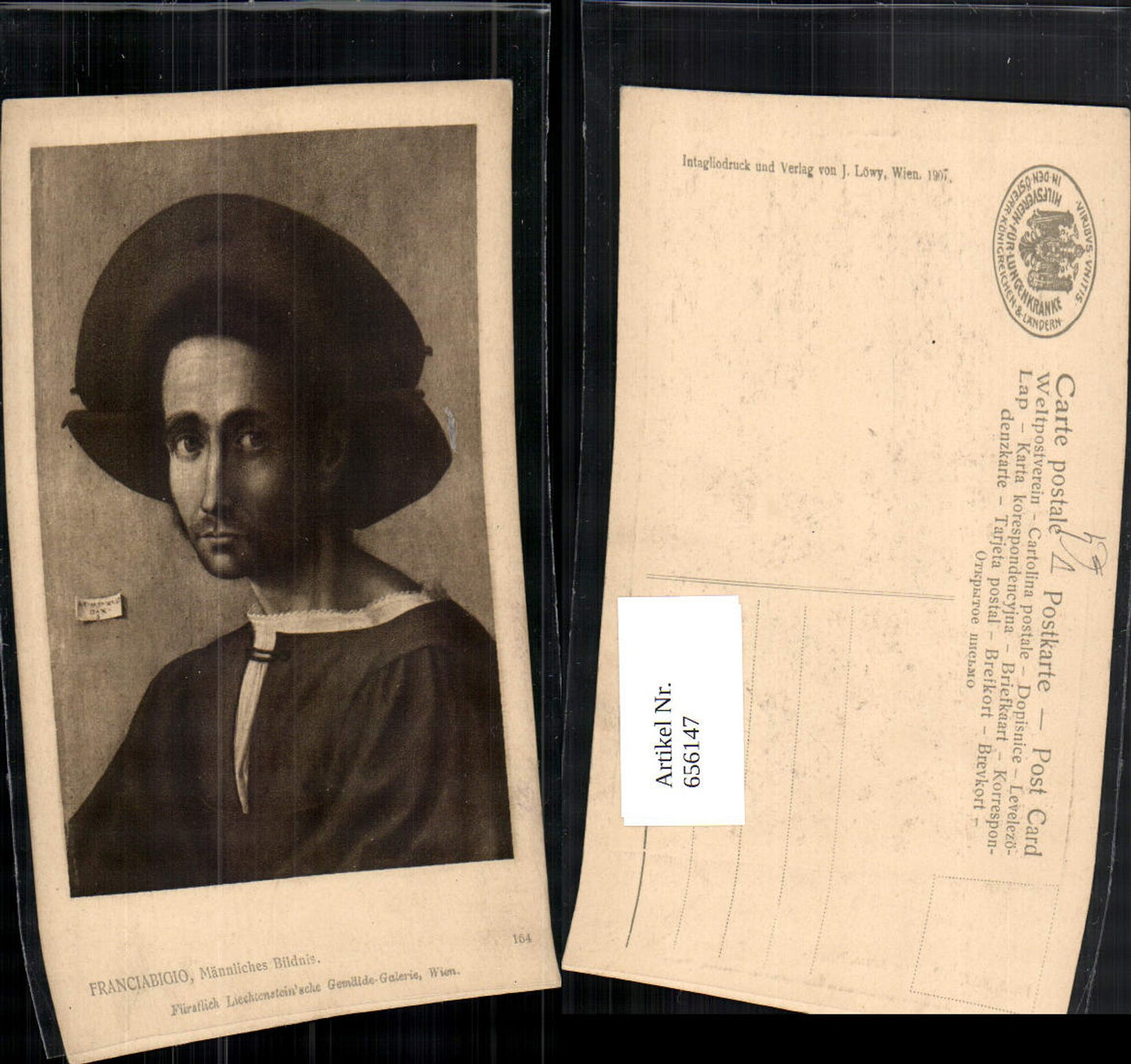 656147,Künstler Ak Franciabigio Männliches Bildnis Portrait Mann pub J. Löwy 164