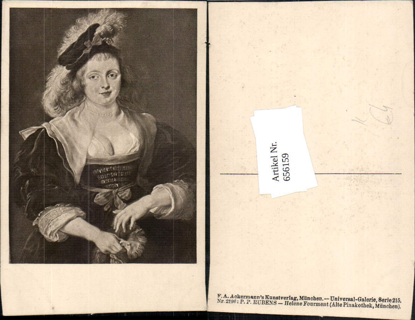 656159,Künstler Ak Peter Paul Rubens Helene Fourment pub F. A. Ackermann 2196