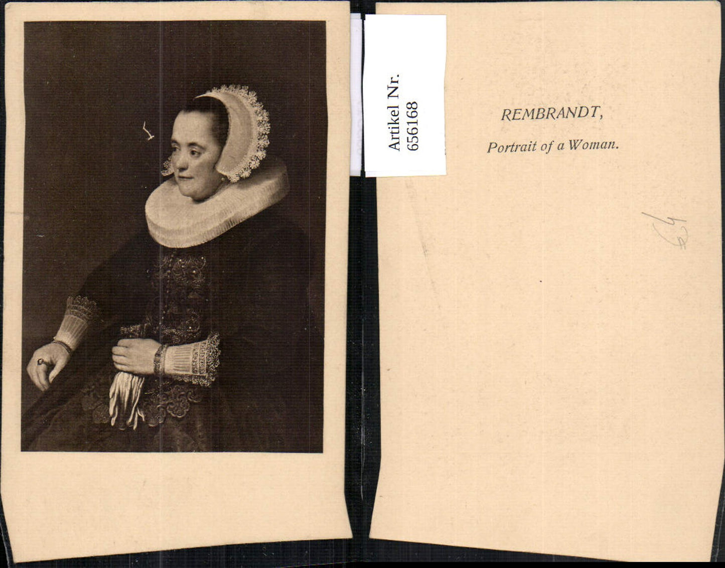 656168, Artist Ak Rembrandt Portrait of a Woman Frau