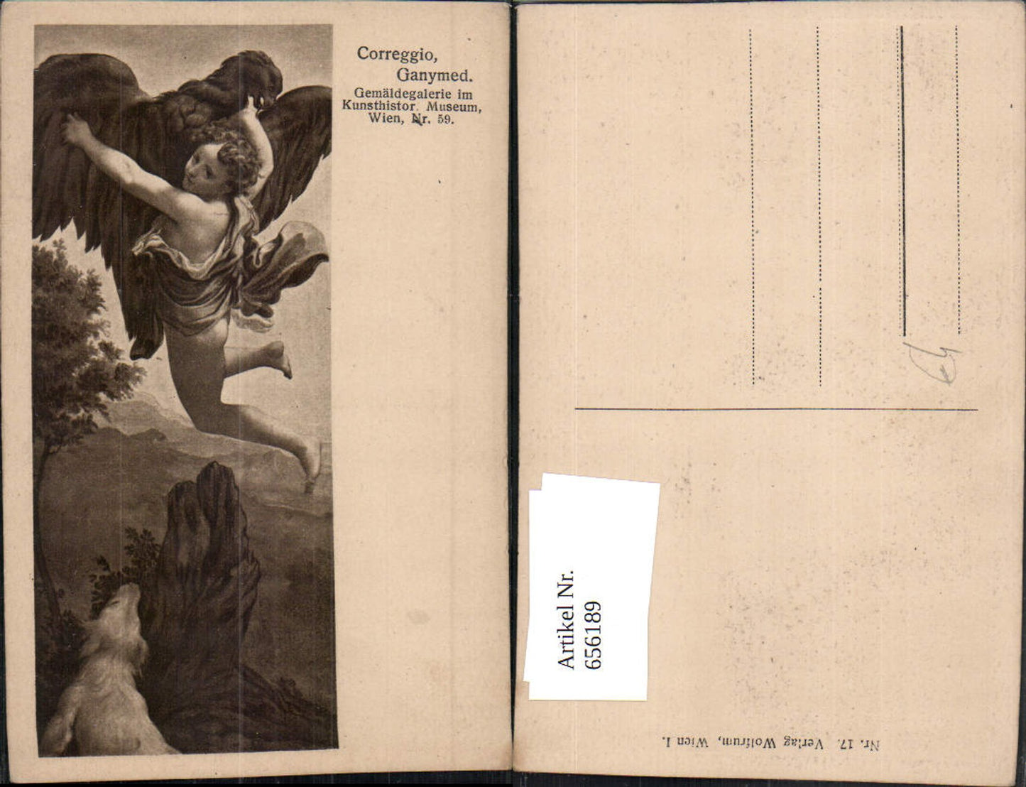 656189,Künstler Ak Correggio Ganymed in d. Fängen d. Adlers Mythologie